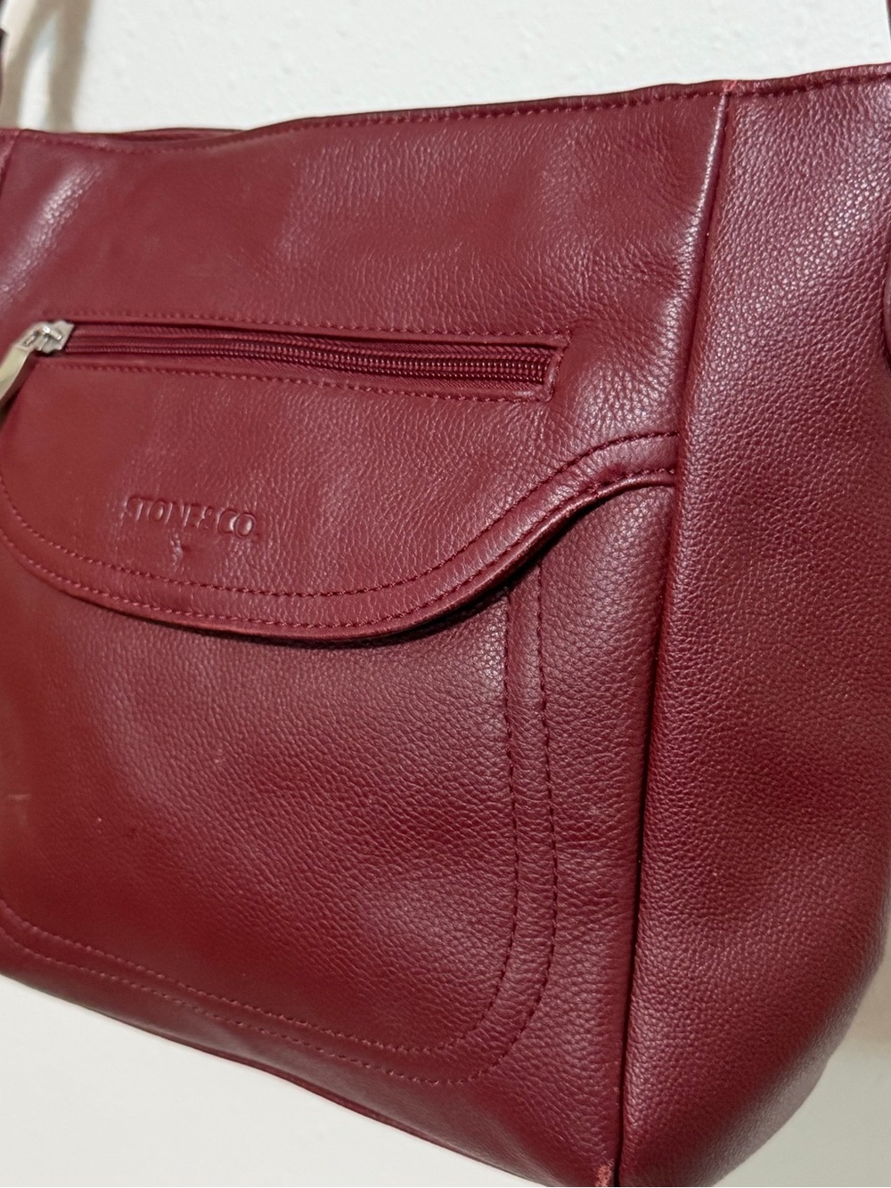 Stone & Co. Deep Wine Leather Shoulder Bag